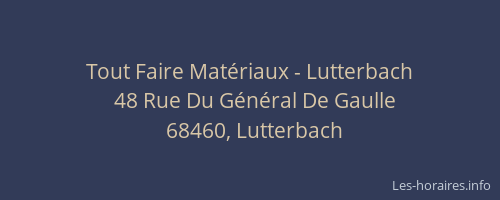 Tout Faire Matériaux - Lutterbach