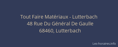 Tout Faire Mat&eacute;riaux - Lutterbach