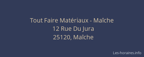 Tout Faire Matériaux - Maîche