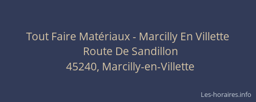 Tout Faire Matériaux - Marcilly En Villette
