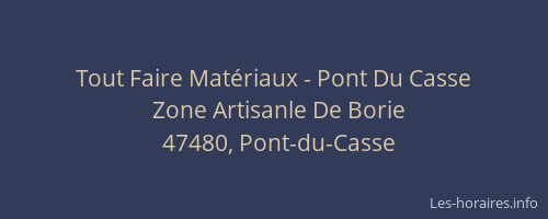 Tout Faire Matériaux - Pont Du Casse