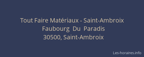 Tout Faire Matériaux - Saint-Ambroix
