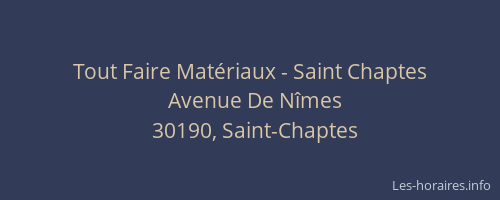 Tout Faire Mat&eacute;riaux - Saint Chaptes