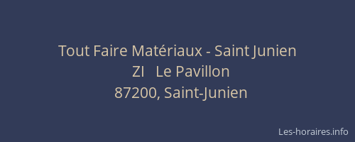 Tout Faire Mat&eacute;riaux - Saint Junien