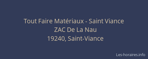 Tout Faire Mat&eacute;riaux - Saint Viance