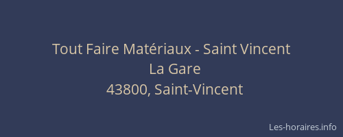 Tout Faire Matériaux - Saint Vincent