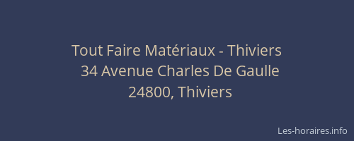 Tout Faire Mat&eacute;riaux - Thiviers