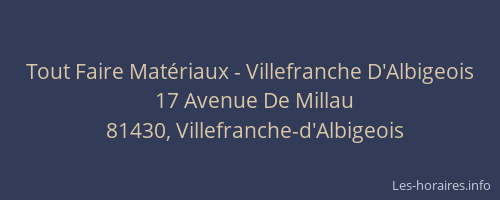 Tout Faire Matériaux - Villefranche D'Albigeois