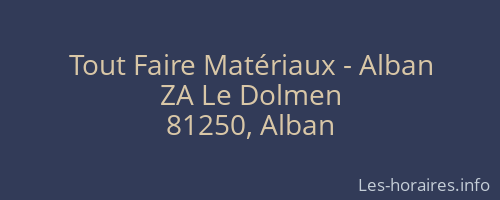 Tout Faire Matériaux - Alban