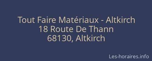 Tout Faire Matériaux - Altkirch