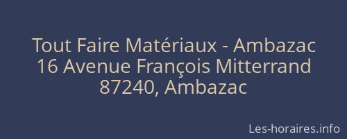 Tout Faire Matériaux - Ambazac