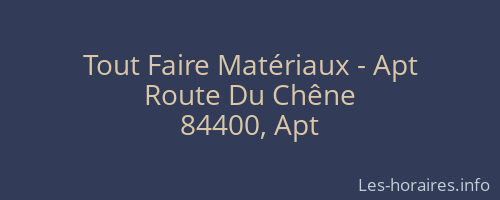 Tout Faire Matériaux - Apt