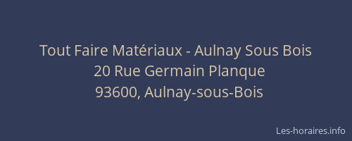 Tout Faire Matériaux - Aulnay Sous Bois