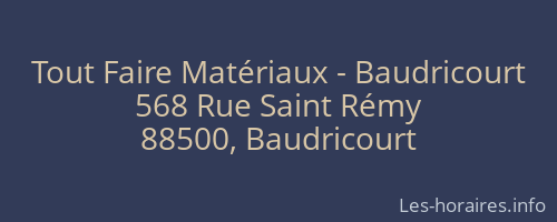 Tout Faire Matériaux - Baudricourt