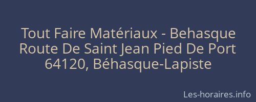 Tout Faire Matériaux - Behasque