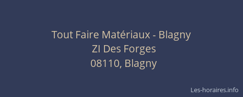 Tout Faire Matériaux - Blagny