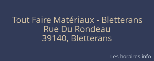 Tout Faire Matériaux - Bletterans