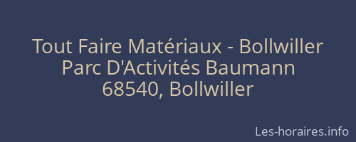 Tout Faire Matériaux - Bollwiller