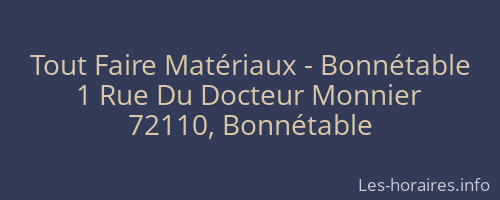 Tout Faire Matériaux - Bonnétable