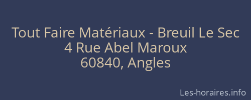 Tout Faire Matériaux - Breuil Le Sec