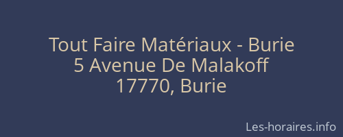 Tout Faire Matériaux - Burie