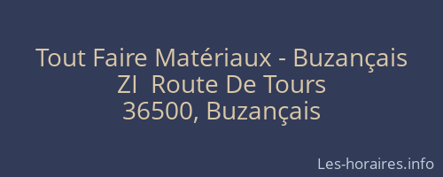 Tout Faire Matériaux - Buzançais