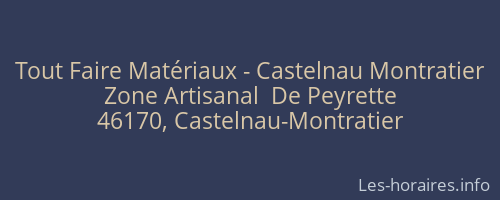 Tout Faire Matériaux - Castelnau Montratier