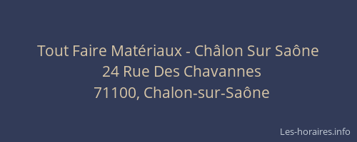 Tout Faire Matériaux - Châlon Sur Saône