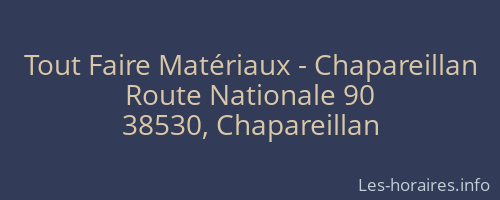 Tout Faire Matériaux - Chapareillan