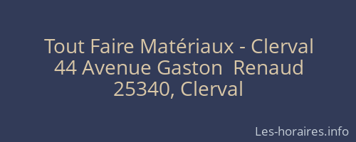 Tout Faire Matériaux - Clerval