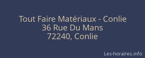 Tout Faire Matériaux - Conlie
