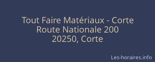 Tout Faire Matériaux - Corte