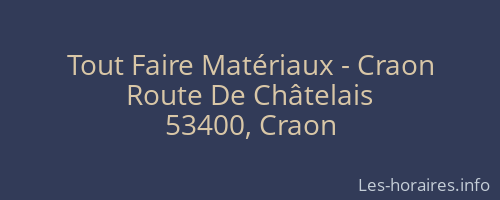 Tout Faire Matériaux - Craon