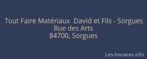 Tout Faire Matériaux  David et Fils - Sorgues