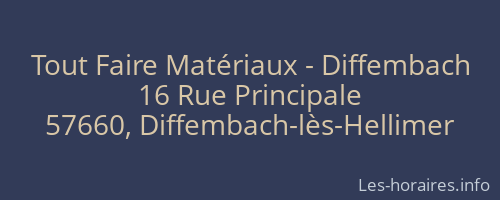Tout Faire Matériaux - Diffembach