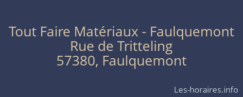 Tout Faire Matériaux - Faulquemont