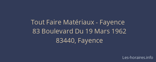 Tout Faire Matériaux - Fayence