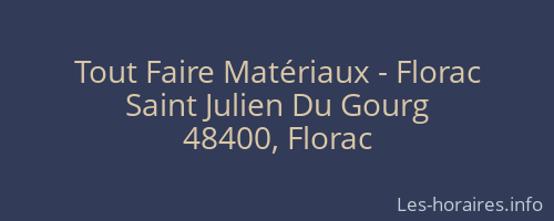 Tout Faire Matériaux - Florac
