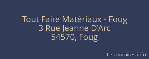 Tout Faire Matériaux - Foug