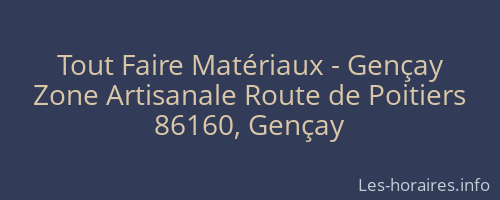 Tout Faire Matériaux - Gençay