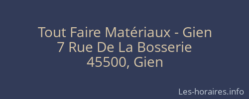 Tout Faire Matériaux - Gien