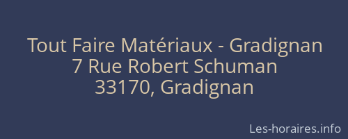 Tout Faire Matériaux - Gradignan