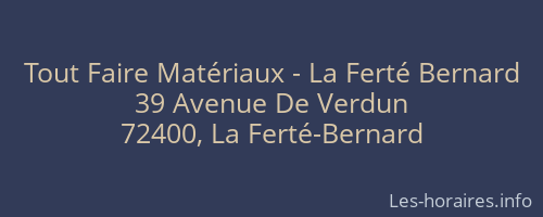 Tout Faire Matériaux - La Ferté Bernard
