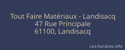 Tout Faire Matériaux - Landisacq