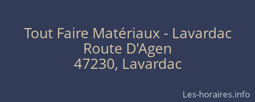 Tout Faire Matériaux - Lavardac