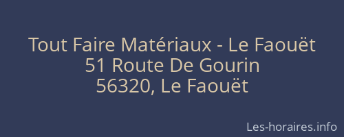 Tout Faire Matériaux - Le Faouët