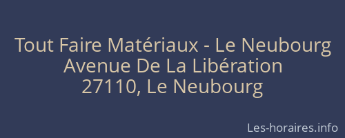 Tout Faire Matériaux - Le Neubourg