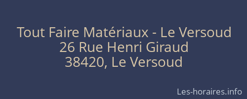 Tout Faire Matériaux - Le Versoud