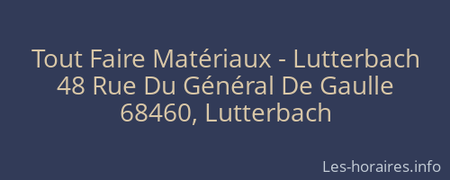 Tout Faire Matériaux - Lutterbach