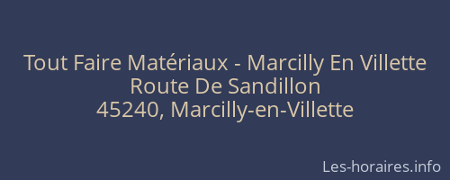Tout Faire Matériaux - Marcilly En Villette